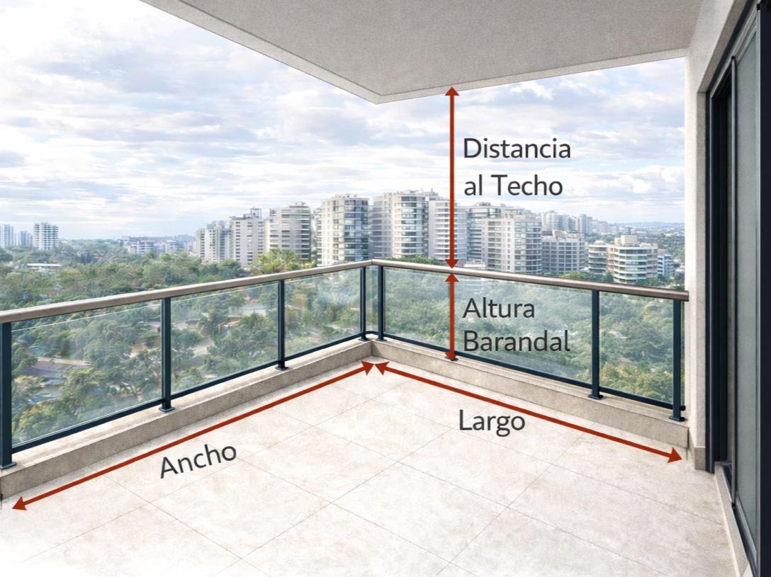 Guía para tomar medidas: ancho, largo, altura del barandal y distancia al techo